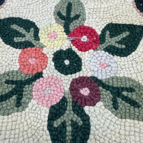 Antique Cape Guild Handmade Cotton Hook Chair Rug Pad Seat Cover Japan Wool - Picture 2 of 6